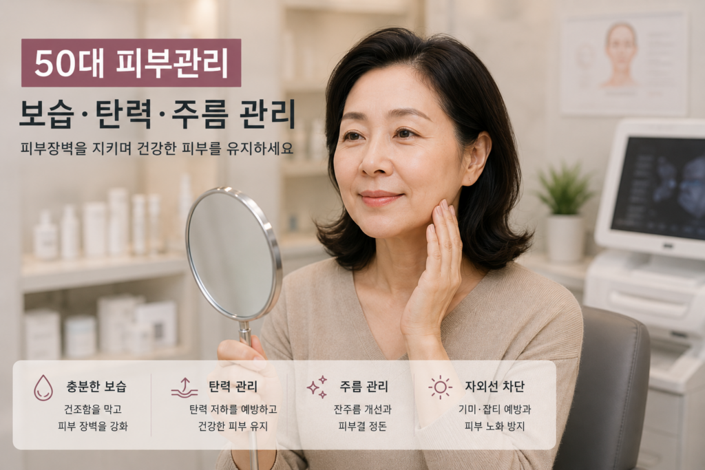 50대 K뷰티 피부관리 보습 탄력 주름 피부장벽 자외선 차단