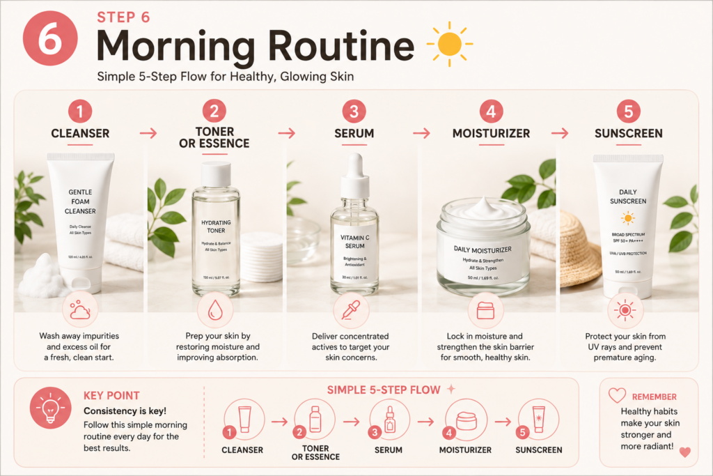Korean skincare morning routine order for beginners