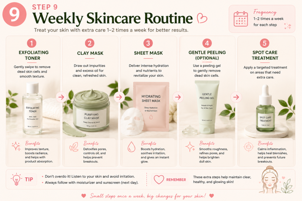 Weekly Korean skincare routine for beginners
